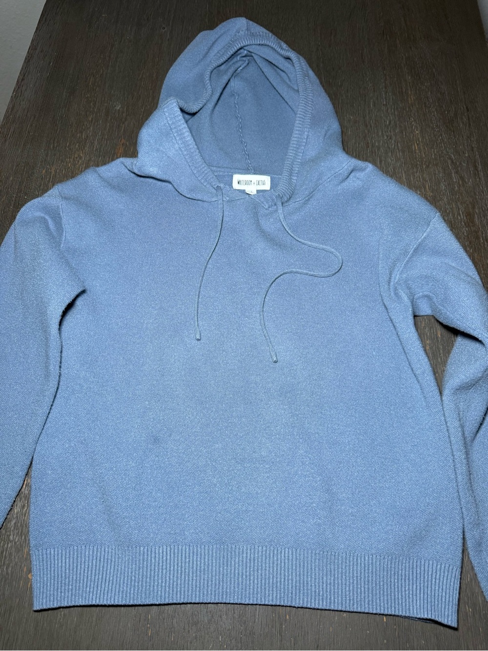 Whiteroom + Cactus Blue Knit Pullover Hoodie Size S